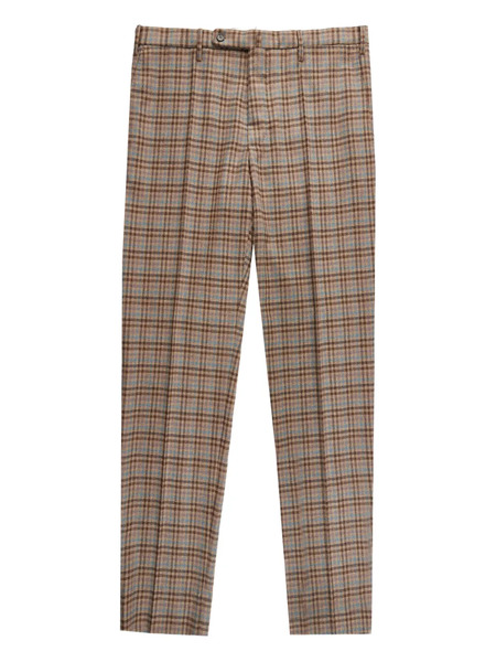  Slowear Check Pattern Wool Trousers - Brown 