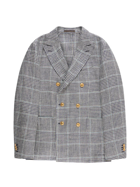  Slowear Double-breasted Houndstooth Blazer - White 