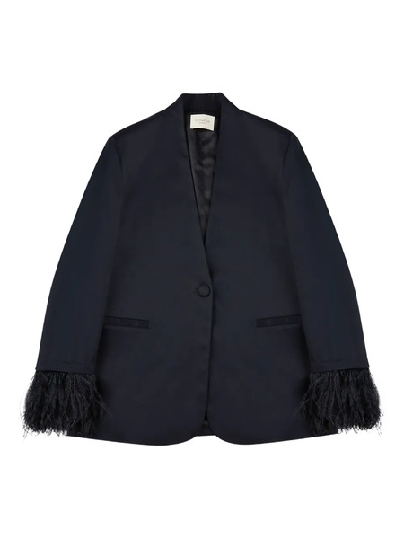  Slowear Feather-trim Flannel Jacket - Blue 
