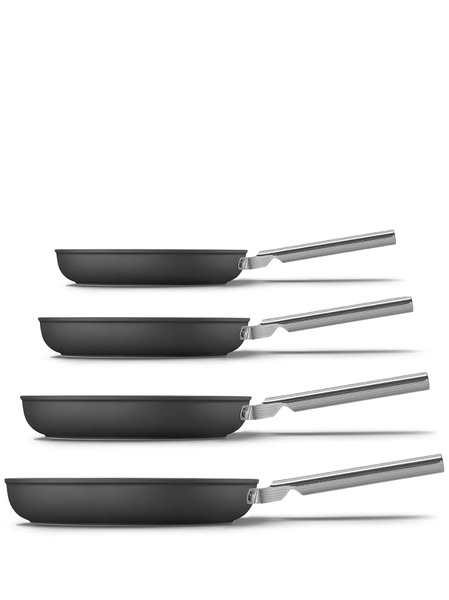  Smeg Anti-adherent Pans (set Of Four) - Black 