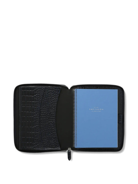  Smythson A5 Zip Book Folder - Blue 
