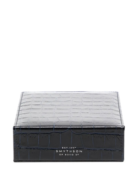  Smythson Crocodile-effect Leather Trinket Box - Black 
