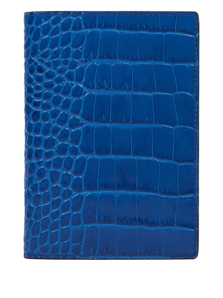  Smythson Crocodile-embossed Passport Cover - Blue 