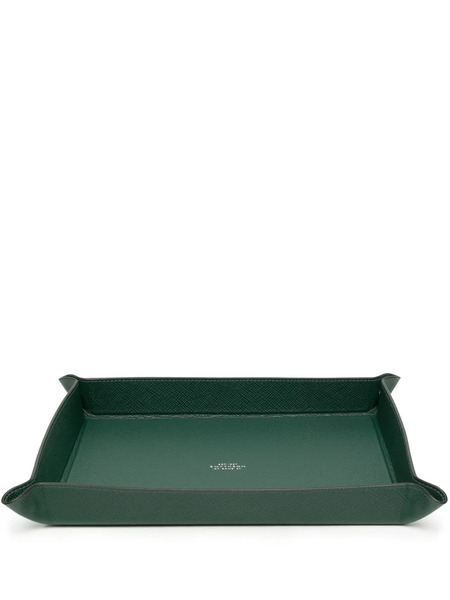  Smythson Large Rectangular Leather Tray - Green 