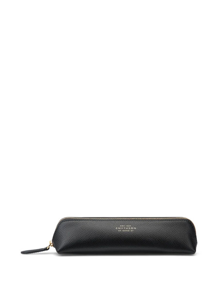  Smythson Leather Pencil Case (5cm X 20.5cm) - Black 