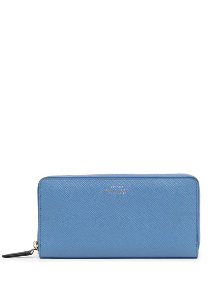  Smythson Leather Zip-up Wallet - Blue 