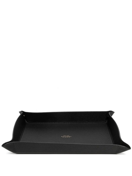  Smythson Logo-stamp Leather Tray - Black 