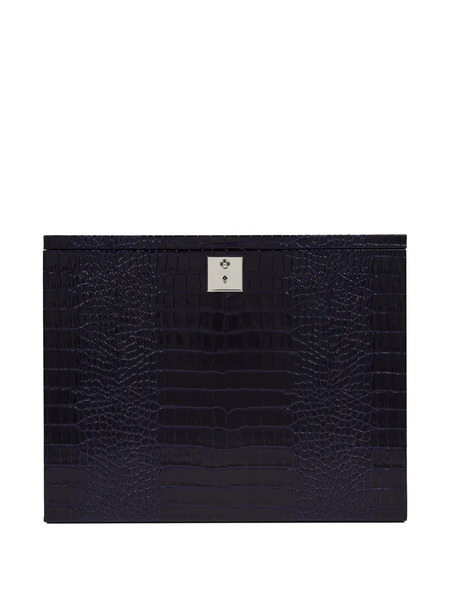  Smythson Mara Crocodile-effect Cocktail Box Set - Blue 