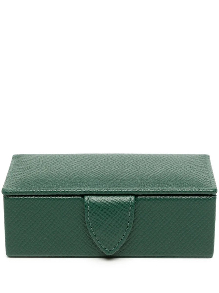  Smythson Mini Panama Leather Cufflink Box - Green 
