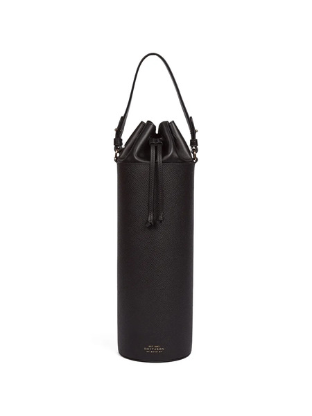  Smythson Panama Drawstring Wine Bag - Black 