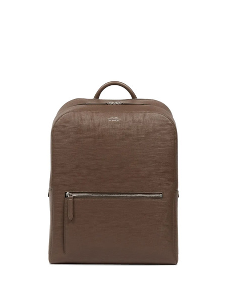  Smythson Panama Zip-around Leather Backpack - Brown 