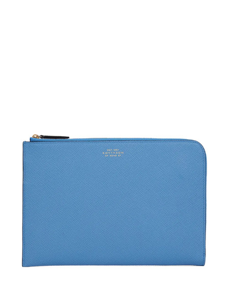  Smythson Slim Leather Pouch - Blue 