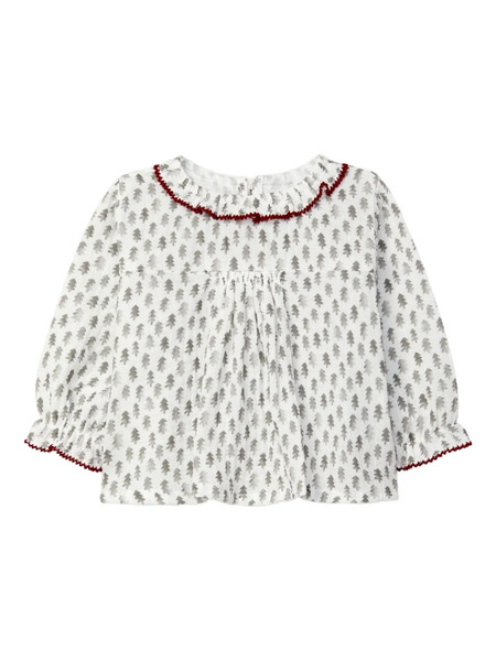 Snug Ruffled Print-detail Blouse - Grey 