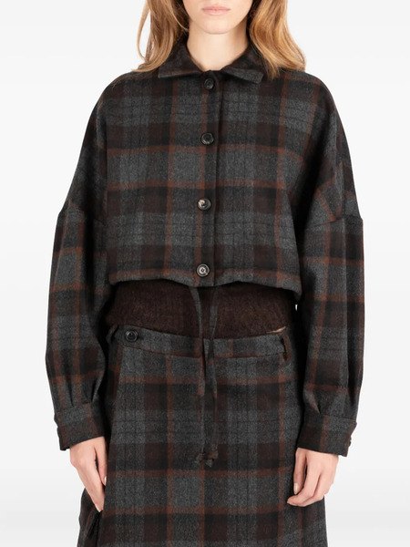  Société Anonyme Checked Wool Jacket - Grey 