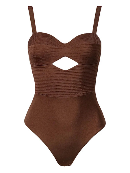  Sofia Erhan Cut-out Textured Swimsuit - Brown 