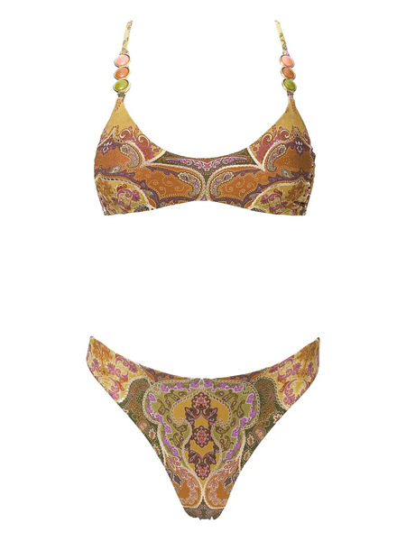  Sofia Erhan Giselle Beaded Print Swimsuit - Neutrals 