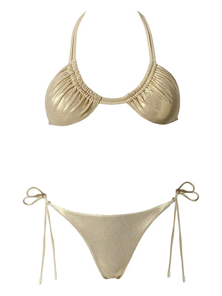  Sofia Erhan Halter-neck Tie-side Bikini - Neutrals 