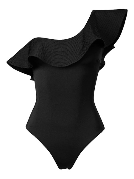  Sofia Erhan Ruffle One-shoulder Swimsuit - Black 