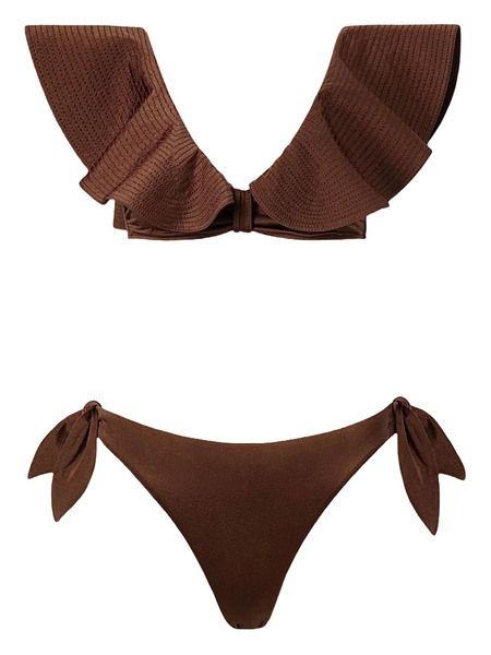  Sofia Erhan Ruffled-trim Bikini - Brown 