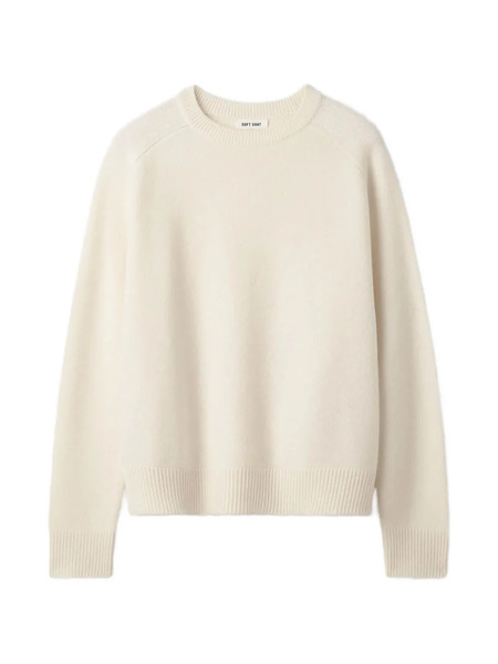  Soft Goat Boyfriend Ribbed Sweater - Neutrals 