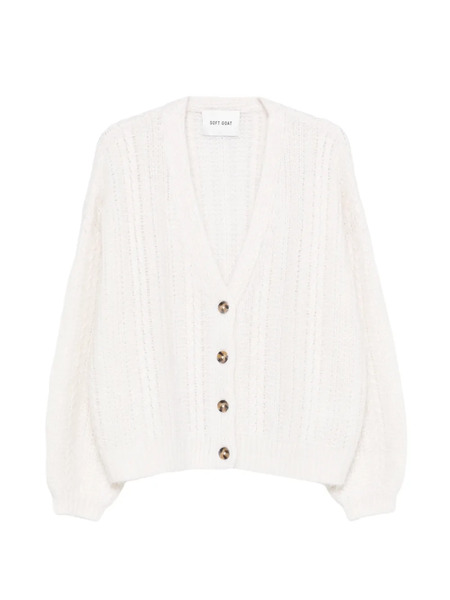  Soft Goat Buttoned Cardigan - White 