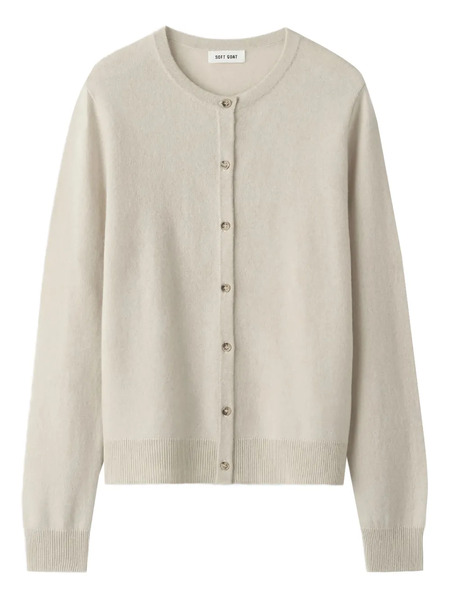  Soft Goat Buttoned Round-neck Cardigan - Neutrals 