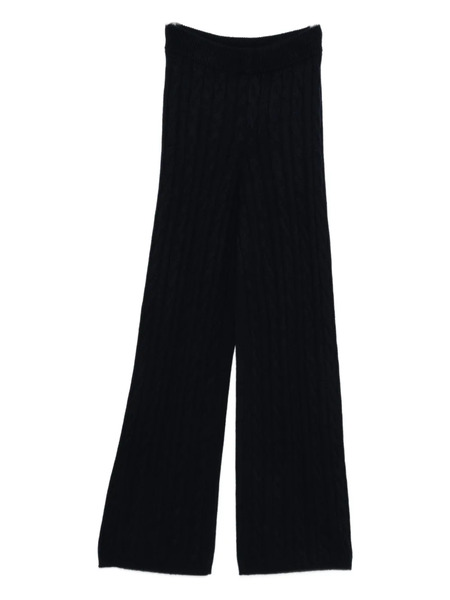  Soft Goat Cable Knit Pant Wide Leg - Blue 