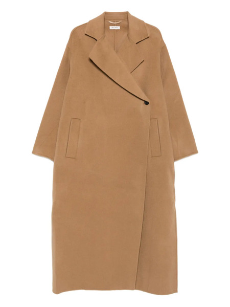  Soft Goat Double-breasted Patch-pocket Coat - Neutrals 