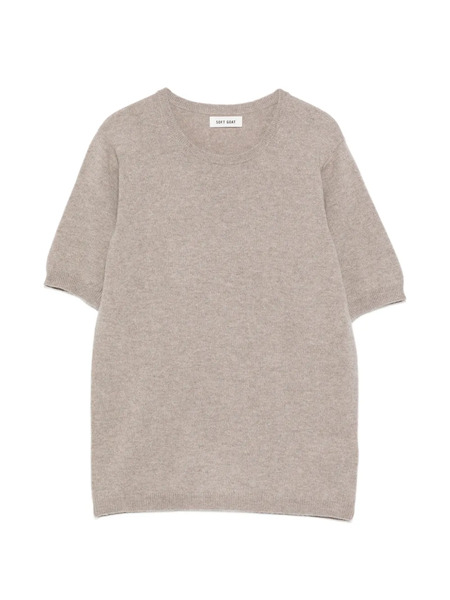  Soft Goat Round-neck Short-sleeve Sweater - Grey 