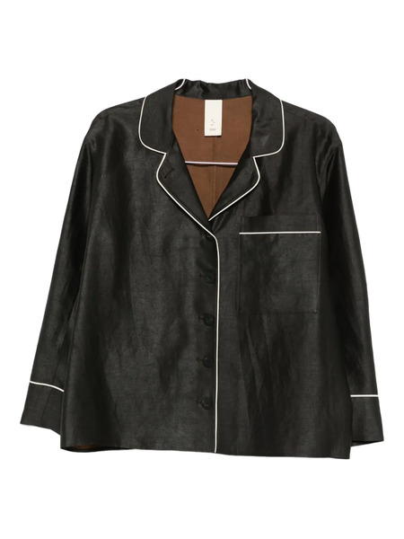  Soh Piped-detail Buttoned Shirt - Black 