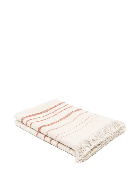  Soho Home Stephenson Striped Fringed Throw - Neutrals 