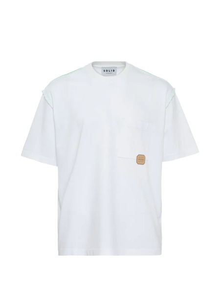  Solid Homme Washed Shoulder Trim T-shirt - White 