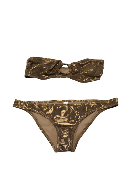  Solid & Striped Strapless Bikini - Gold 