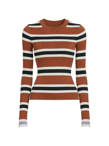  Solid & Striped Striped Round-neck Top - Brown 