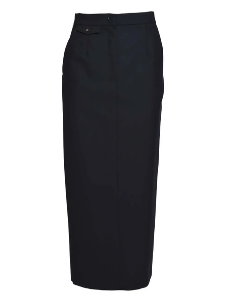  Solotre Button Pocket Midi Skirt - Blue 