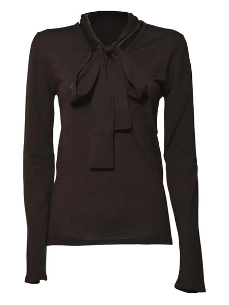  Solotre Tie-neck Sweater - Brown 