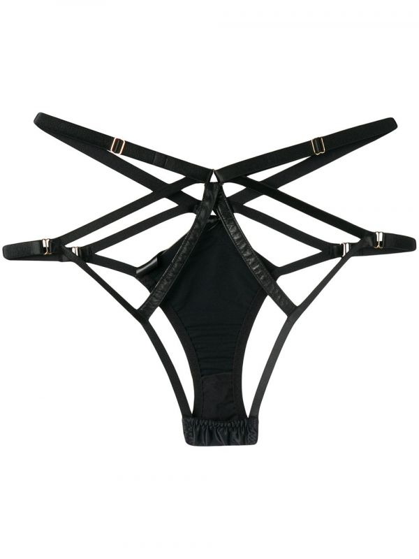  Something Wicked Jade Satin Open Briefs - Black 