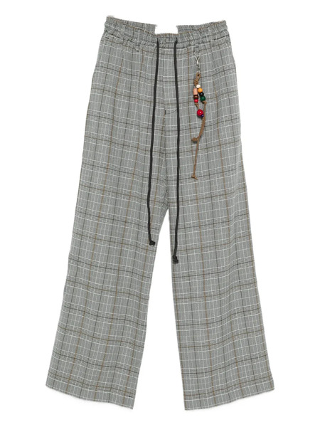  Song For The Mute Checked Drawstring-waist Pants - Grey 