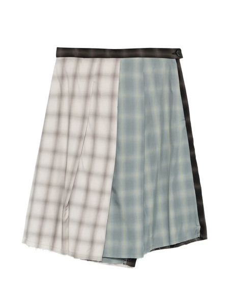  Song For The Mute Patchwork Check Shorts - Neutrals 