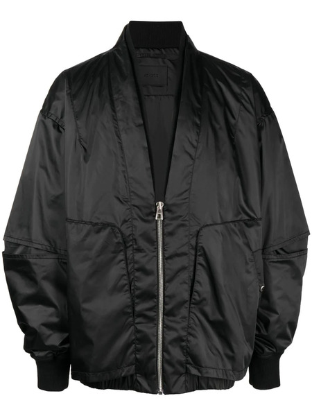  Songzio Collarless Double-neck Bomber Jacket - Black 