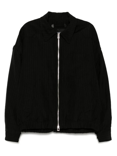  Songzio Striped Collared Jacket - Black 