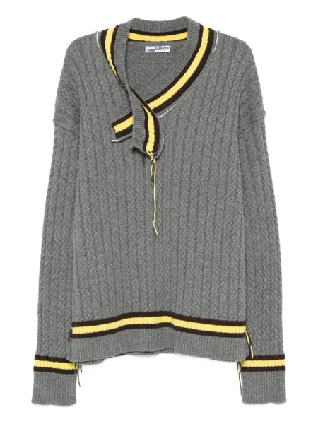 Sonia Carrasco Cable-knit Striped Sweater - Grey 