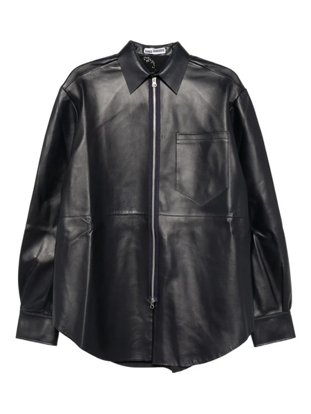  Sonia Carrasco Zipped Leather Jacket - Blue 