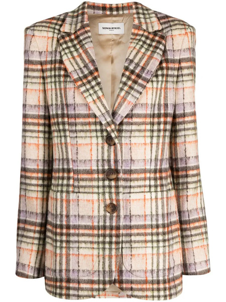  Sonia Rykiel Check-pattern Notched-lapel Blazer - Brown 