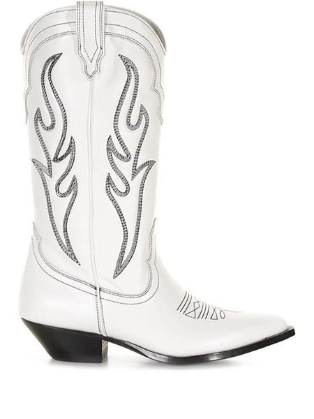  Sonora Flame-embroidered Cowboy Boots - White 