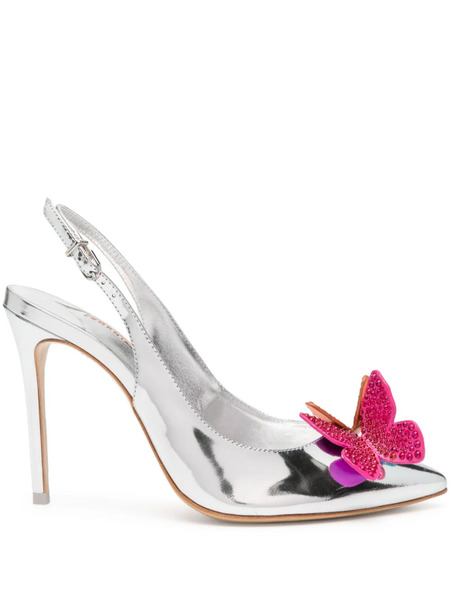  Sophia Webster Vanessa 100mm Metallic-finish Pumps - Silver 