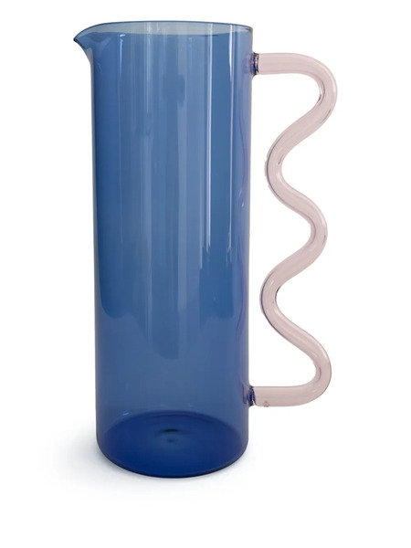  Sophie Lou Jacobsen Wave-handle Glass Pitcher - Blue 