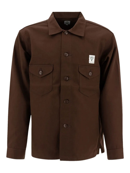  South2 West8 Button-down Chest-pocket Shirt Jacket - Brown 