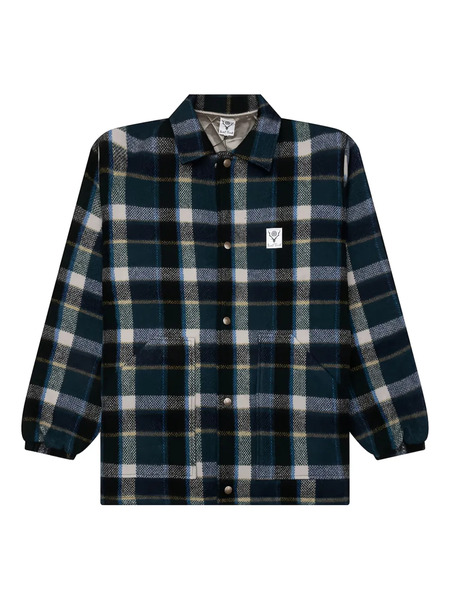 South2 West8 Plaid Wool Shirt Jacket - Green 
