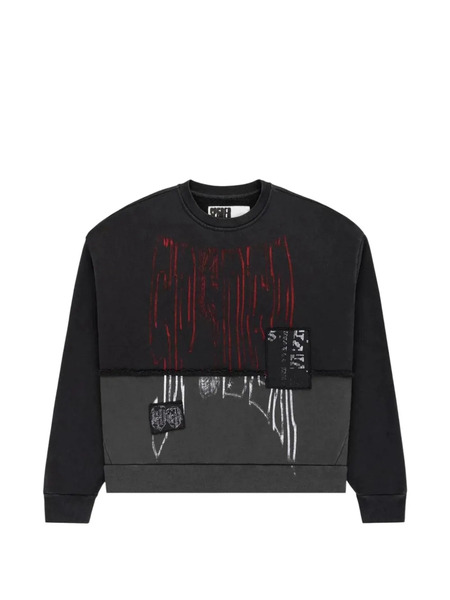  Sp5der Diffused Collegiate Crew-neck Sweatshirt - Black 